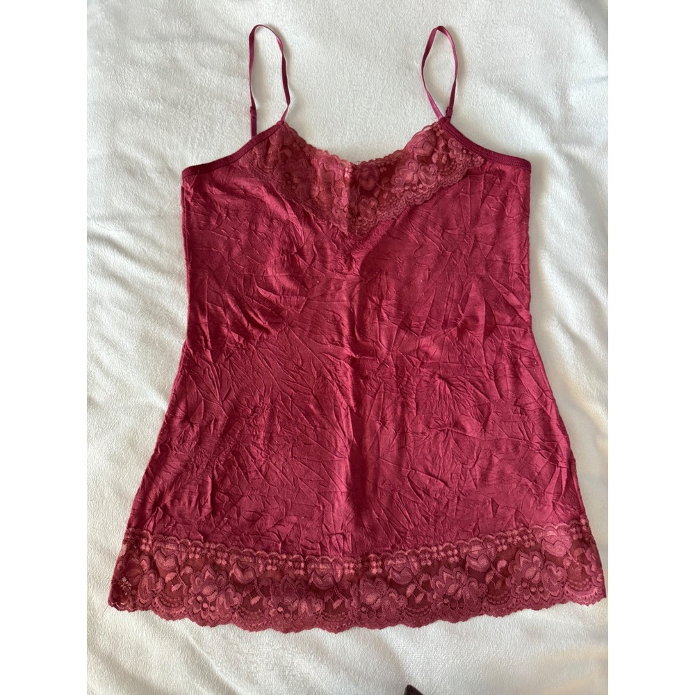Y2K vintage 90s maurices Red Lace Trim Camisole Tank Top Women's Medium layering